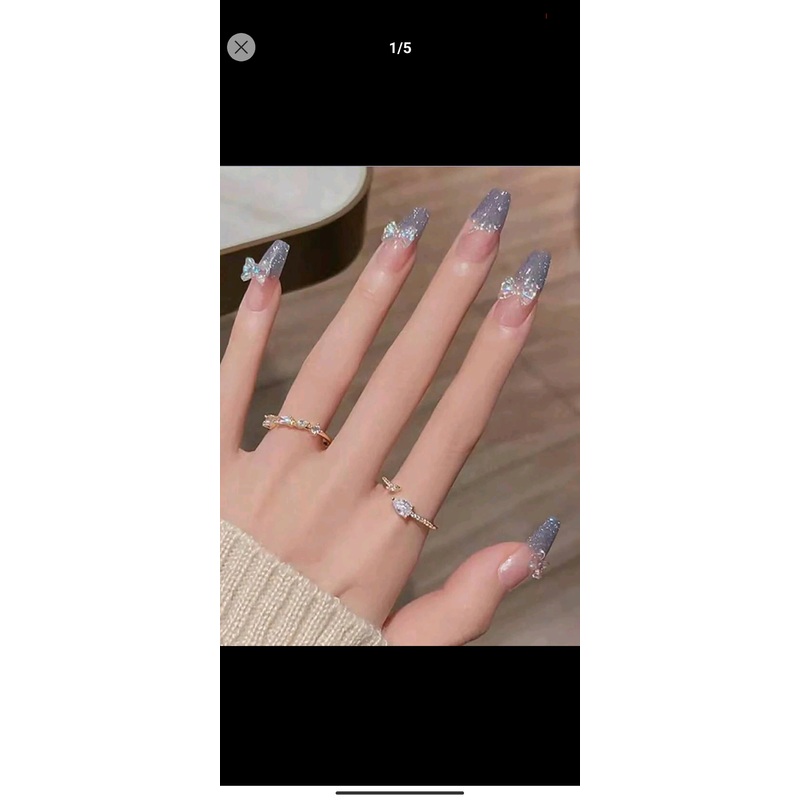 Shein 24pcs long 3D Bow Nails