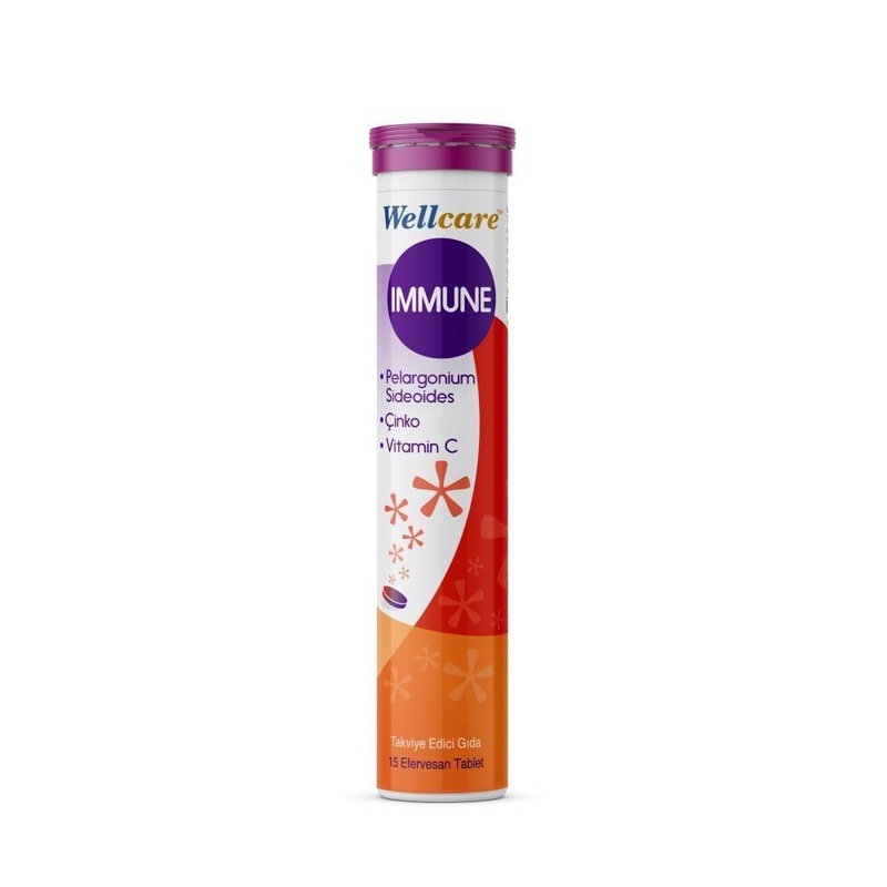 Wellcare Immune Support Effervescent Tablets – Vitamin C, Zinc, Pelargonium Sidoides Supplement for Adults & Children