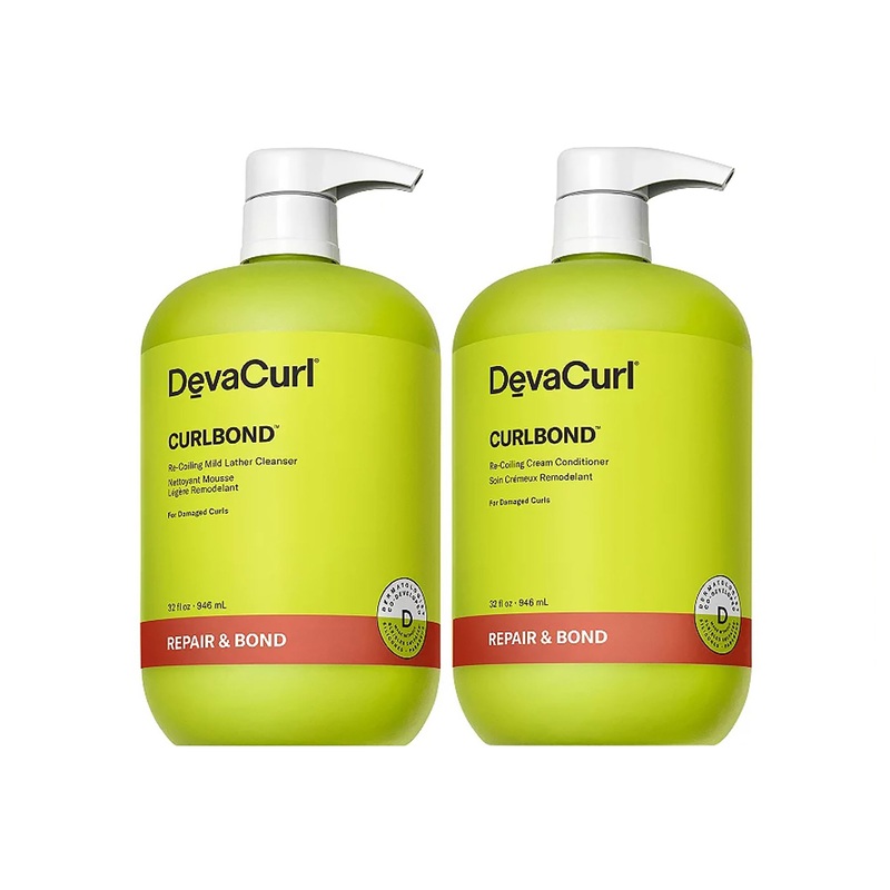 Devacurl CurlBond Re-Coiling Mild Lather Cleanser and CurlBond Re-Coiling Cream Conditioner Liter Duo LITER
