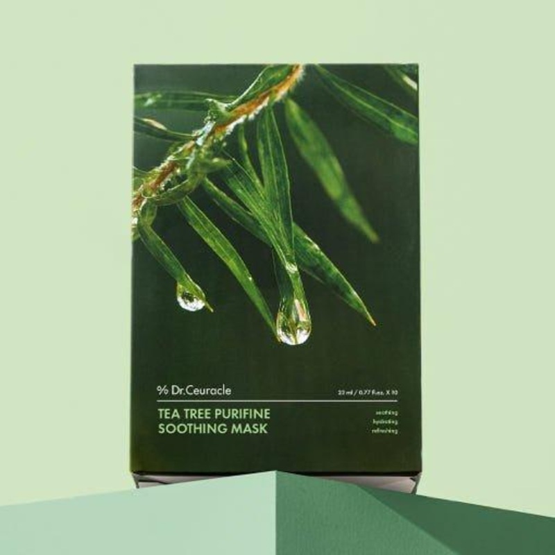 Dr.Ceuracle Tea Tree Purifine Soothing Mask  23ml x 10ea | Calming & Hydrating Sheet Mask for Sensitive, Acne-Prone Skin