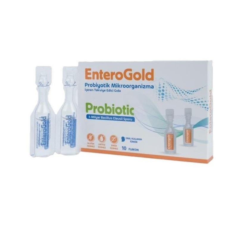 EnteroGold Probiotic Supplement – 10 Flakons | Bacillus Clausii Spores for Gut Health Support