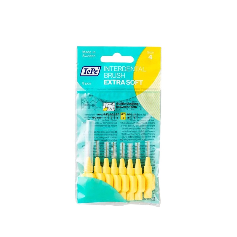 Tepe Extra Soft Interdental Brushes – 0.7mm – 8 Pack – Gentle Gum Cleaning, Sensitive Teeth, Tight Spaces
