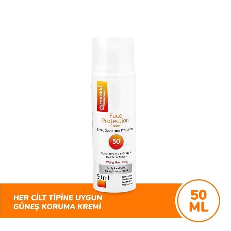 Dermoskin Face Protection SPF 50+ Sunscreen Cream for All Skin Types – Broad Spectrum Protection, 1.69 fl oz