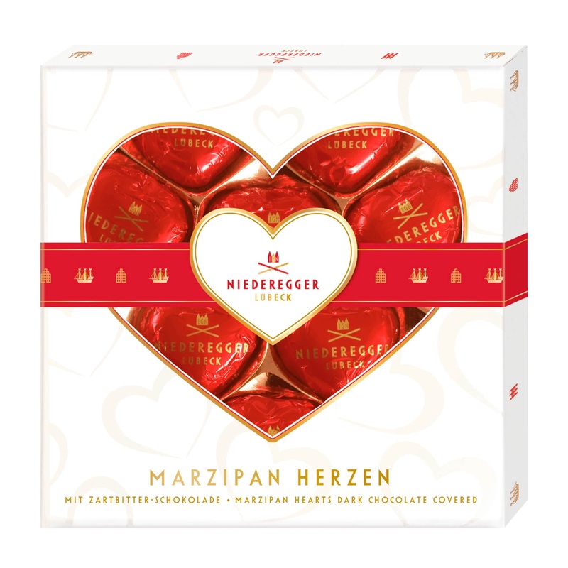 Niederegger Marzipan Hearts dark chocolate pralines, 125 g