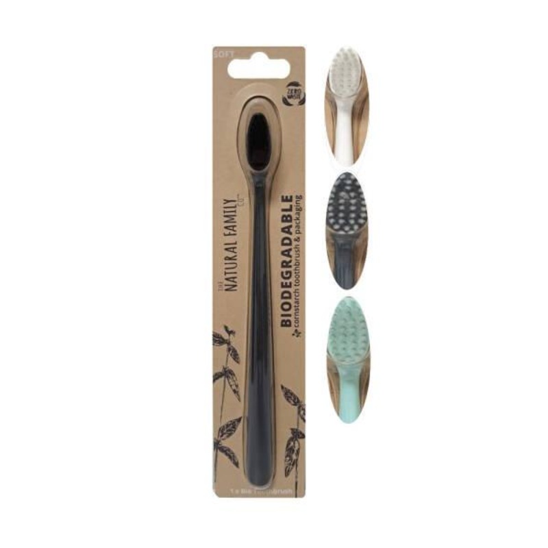 The Natural Family Biodegradable Toothbrush – Soft Bristles for Gentle Cleaning, Eco-Friendly Oral Care
