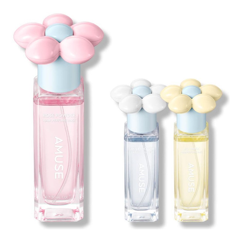 AMUSE Hair Perfume Mist  30ml (3 Scents) | Lightweight Shine & Long-Lasting Fresh Fragrance Rose Powder