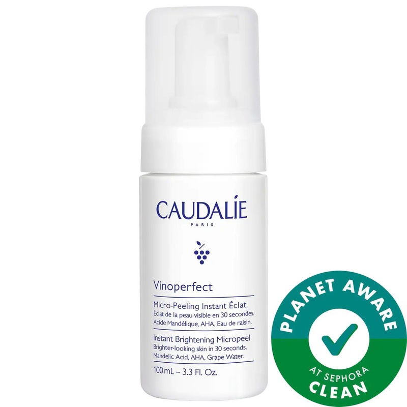 Caudalie Vinoperfect Brightening Daily AHA Micropeel Cleanser for Brightening, Gentle Exfoliation, Vegan Skincare
