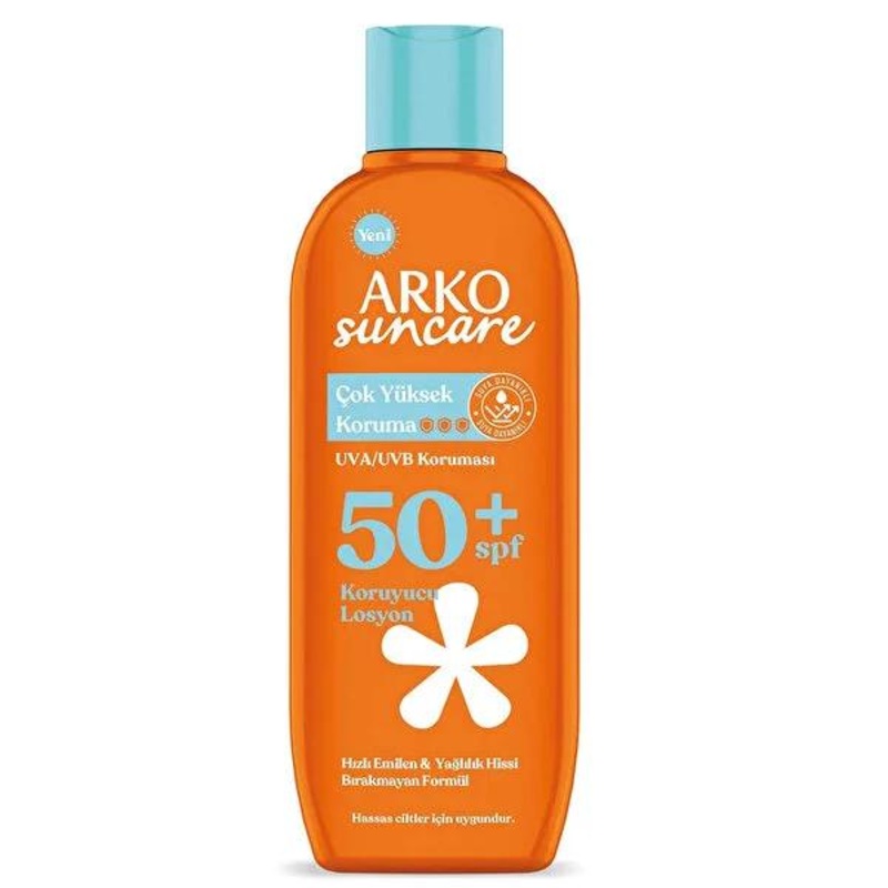 Arko Suncare SPF 50+ Sunscreen Lotion – Waterproof, Non-Greasy, 48hr Moisturizing for Sensitive Skin
