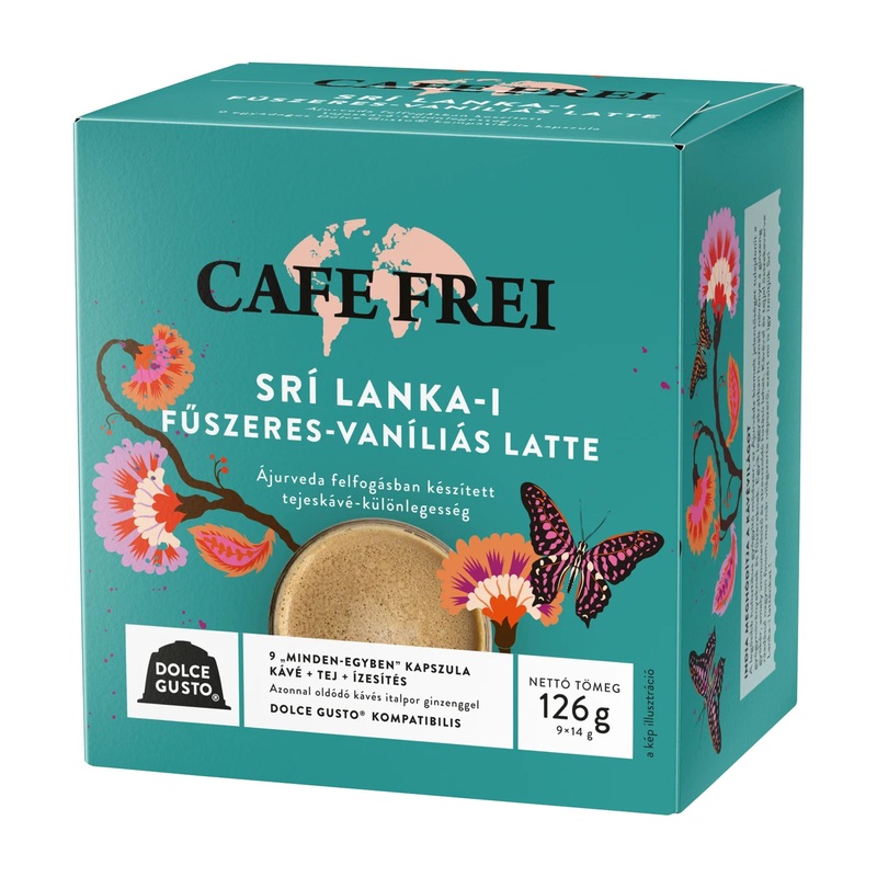 Cafe Frei Sri Lanka spicy vanilla latte coffee capsules, 9 Count