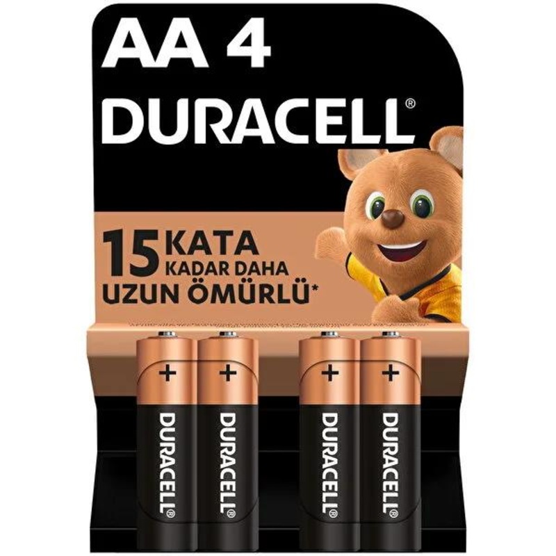 Duracell AA Alkaline Batteries – 1.5V Long Lasting Power for High-Drain Devices – 4-Pack – Reliable Performance