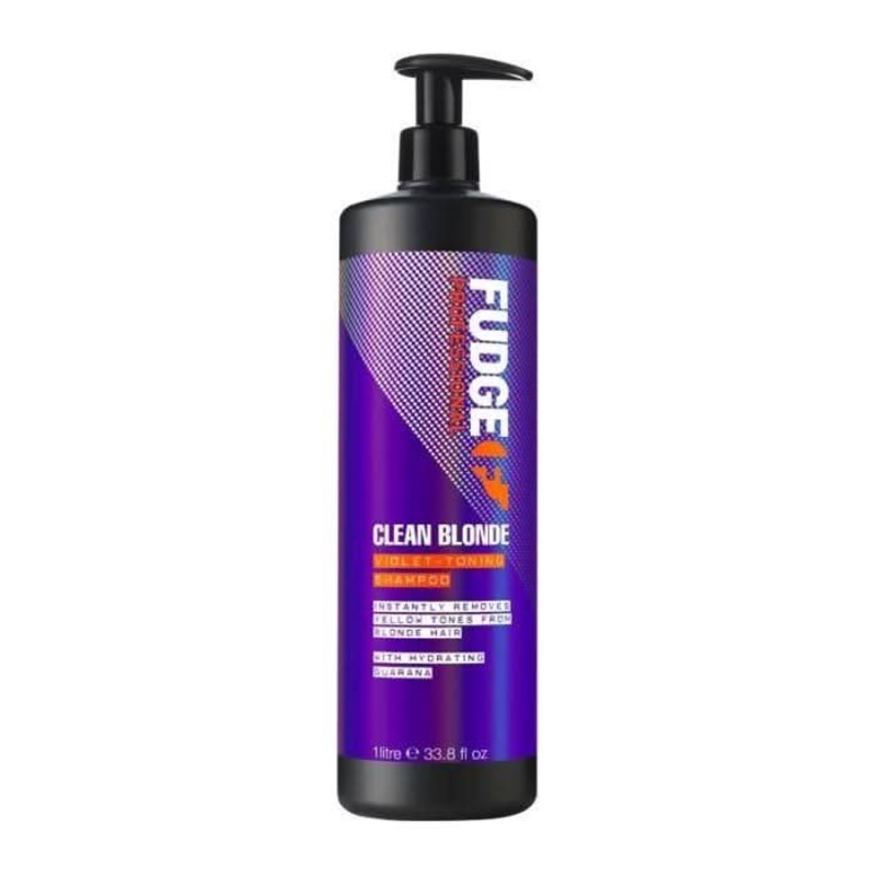 Fudge Professional Clean Blonde Violet Toning Shampoo | Anti-Brass & Hydrating Care 1000ml