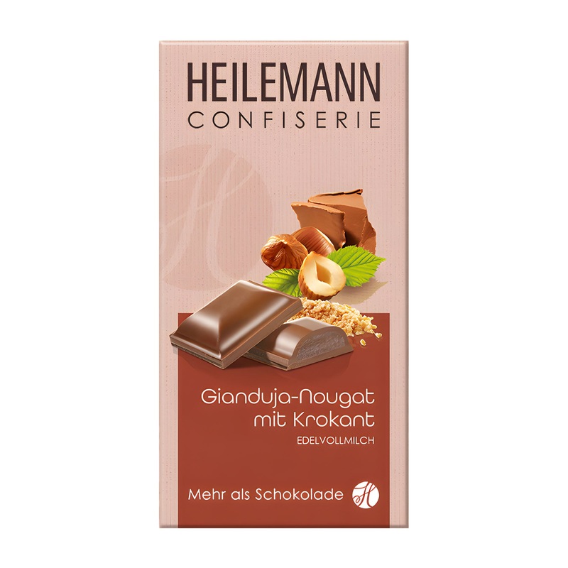 Heilemann Gianduja-Nougat with Brittle milk chocolate bar, 100 g