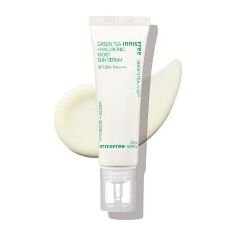innisfree Green Tea Hyaluronic Moist Sun Serum SPF50+ PA++++ – 50ml | Hydrating & Lightweight Sun Protection