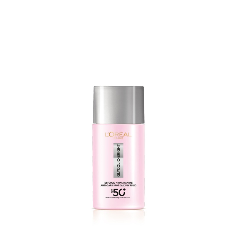 LOral Paris Glycolic Bright Anti-Dark Spot Daily UV Fluid SPF 50+ with [Glycolic Acid + Niacinamide]