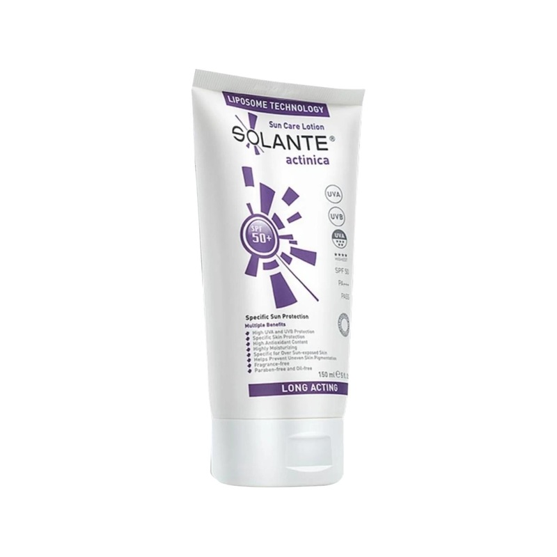 Solante Actinica SPF 50+ Sunscreen Lotion: Broad Spectrum UVA/UVB Protection, Prevents Sun Damage, Ideal for Sensitive Skin (150ml)