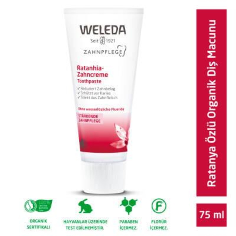 Weleda Natural Toothpaste with Ratanya Root for Sensitive Gums – 2.54 fl oz, Chemical-Free Oral Care