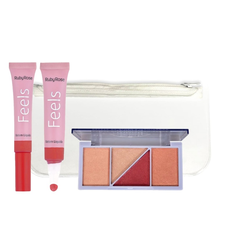 Ruby rose Feels Mood Blush (Hb-7529-2) + Liquid Lipcream (HB8229-Random) + FREE POUCH