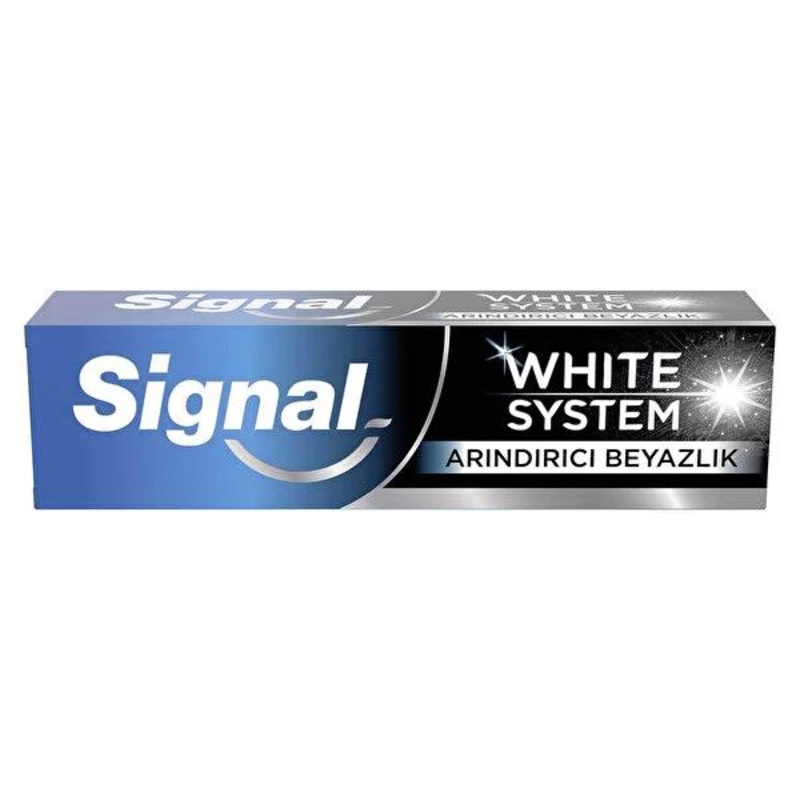 Signal White System Whitening Toothpaste: Natural Mineral & Active Carbon, Gentle Stain Removal, Fresh Mint – 75ml