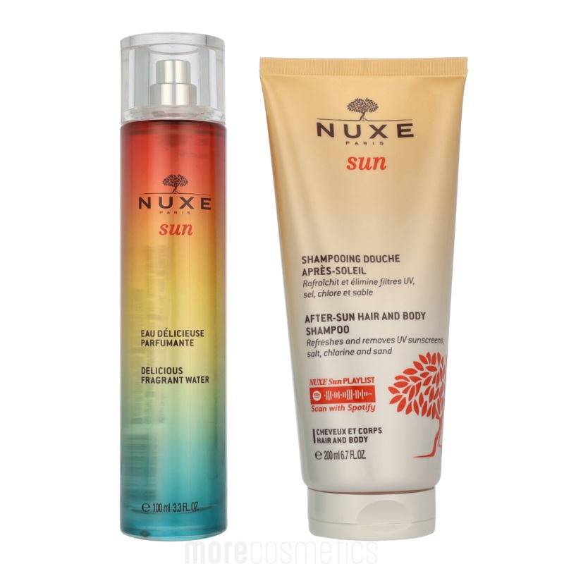 Nuxe Sun The Smell Of Summer Set Delicious Fragrant Water Spray 100ml/After Sun Hair & Body Shampoo 200ml