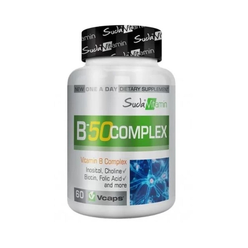 Suda Vitamin B-50 Complex Supplement – 60 Vegetarian Capsules for Energy & Nerve Health