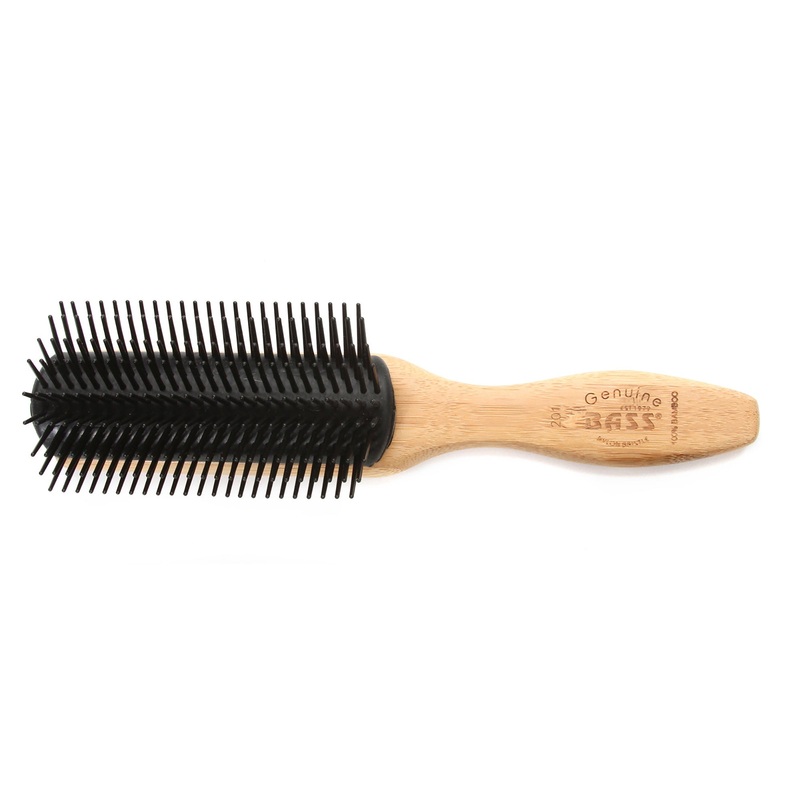 Bass Brushes 201 Jet Black | Classic 9 Row Style Hairbrush with Nylon Pins 201-JTB
