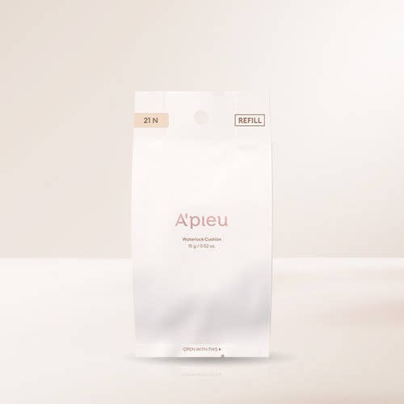 Apieu Waterlock Cushion SPF50+ PA++++ (Refill) #21 Light Beige  15g | Hydrating, Long-Lasting Coverage