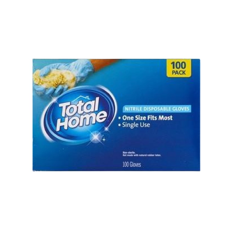 Total Home Disposale Nitrile Gloves 100 Gloves