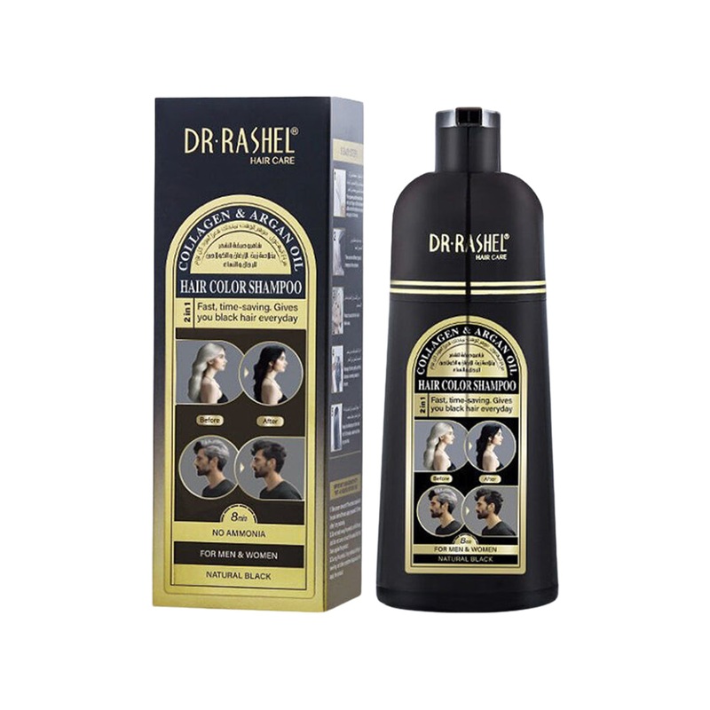 Dr.Rashel Collagen And Argan Oil Hair Color Shampoo Natural Black 400ml
