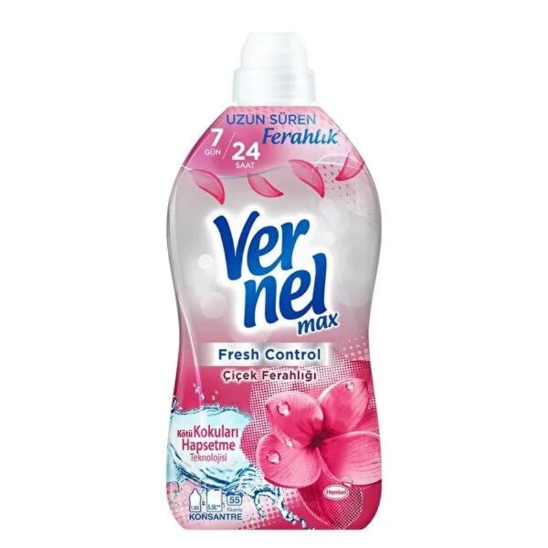 Vernel Fresh Floral Fabric Softener – 1200ml – Softens, Freshens & Reduces Static – Long-Lasting Laundry Fragrance