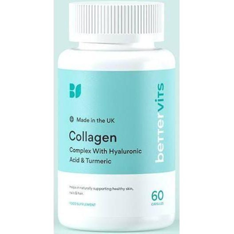 BetterVits Collagen Complex 1000mg  60 Capsules | Marine Collagen + Hyaluronic Acid + Biotin
