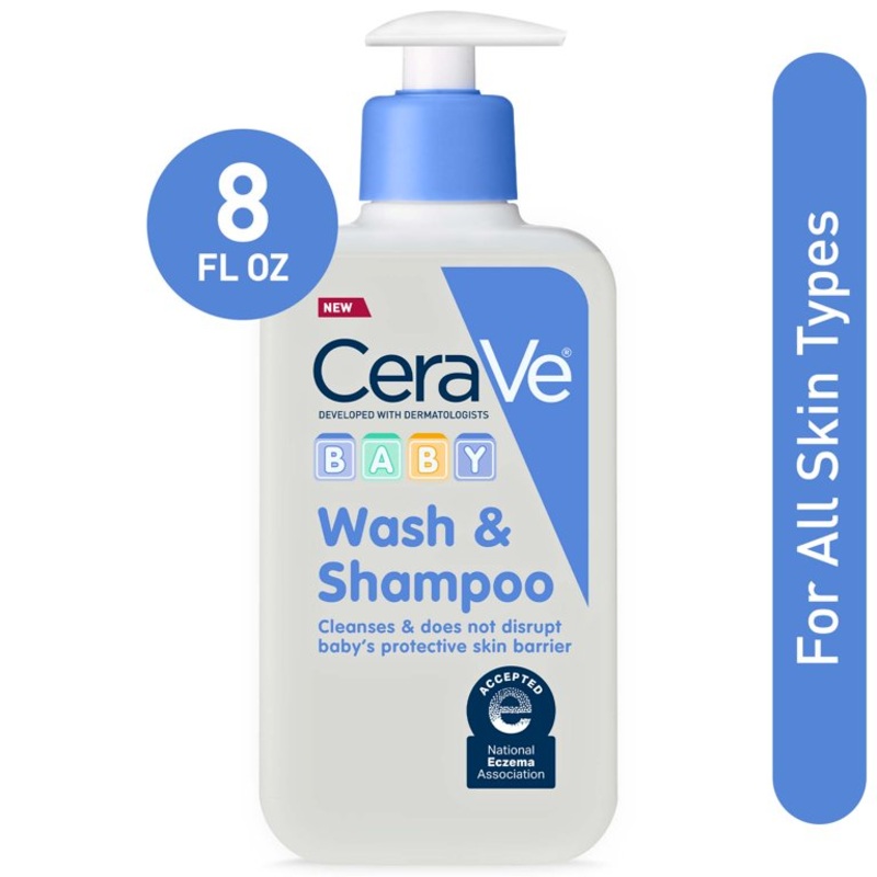 CeraVe Baby Wash & Shampoo GENTLE CLEANSER 237ML  Paraben-free baby shampoo and bath wash 29ml