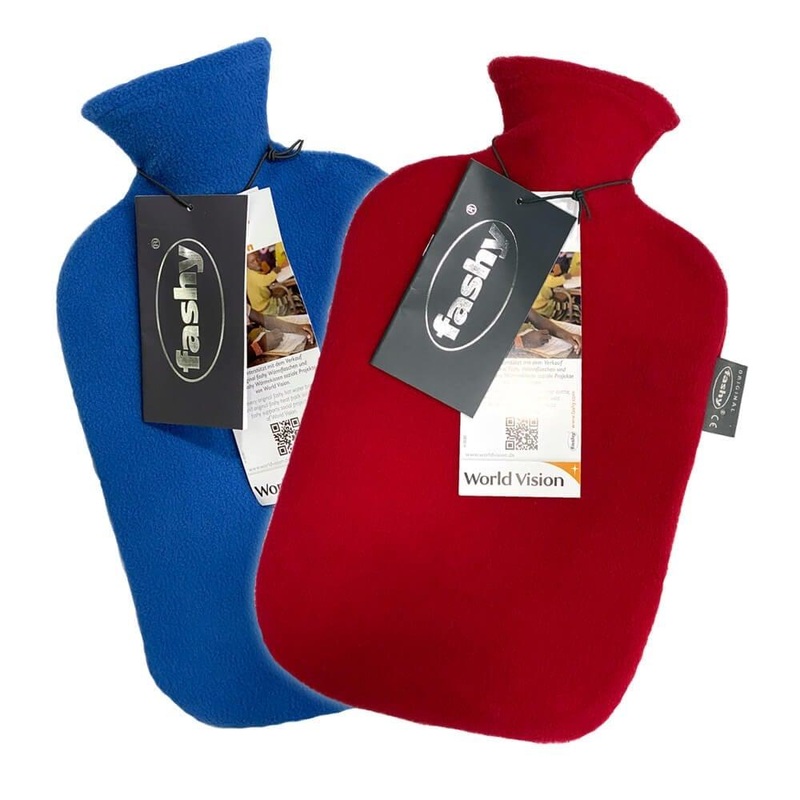 Fashy Odorless 2-Liter Hot Water Bottle with Polar Fleece Cover – TUV Certified for Pain Relief and Comfort