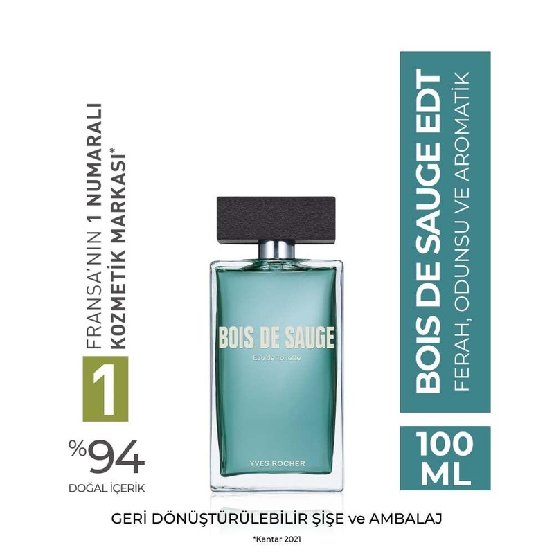 Bois de Sauge – Eau de Toilette (EDT) Perfume for Men, 3.38 fl oz – Sage, Guaiac Wood & Patchouli Fragrance by Sonia Constant
