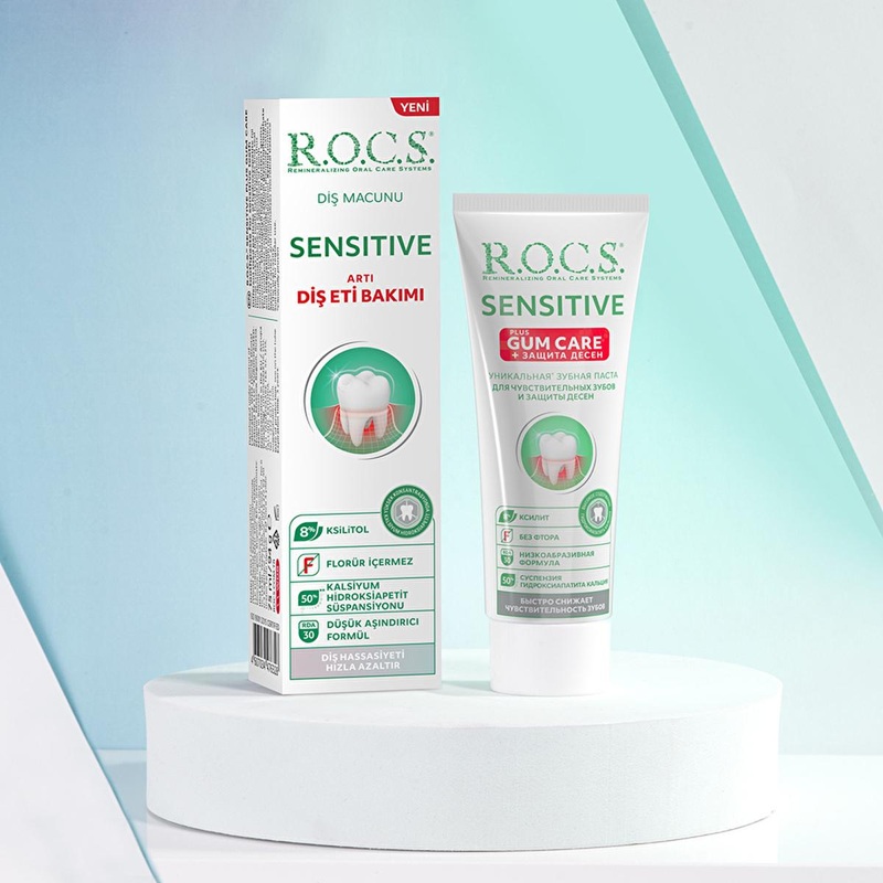 Rocs Sensitive: Powerful Teeth Sensitivity Relief & Gum Care Toothpaste – Calcium Hydroxyapatite, Xylitol – Natural Formula