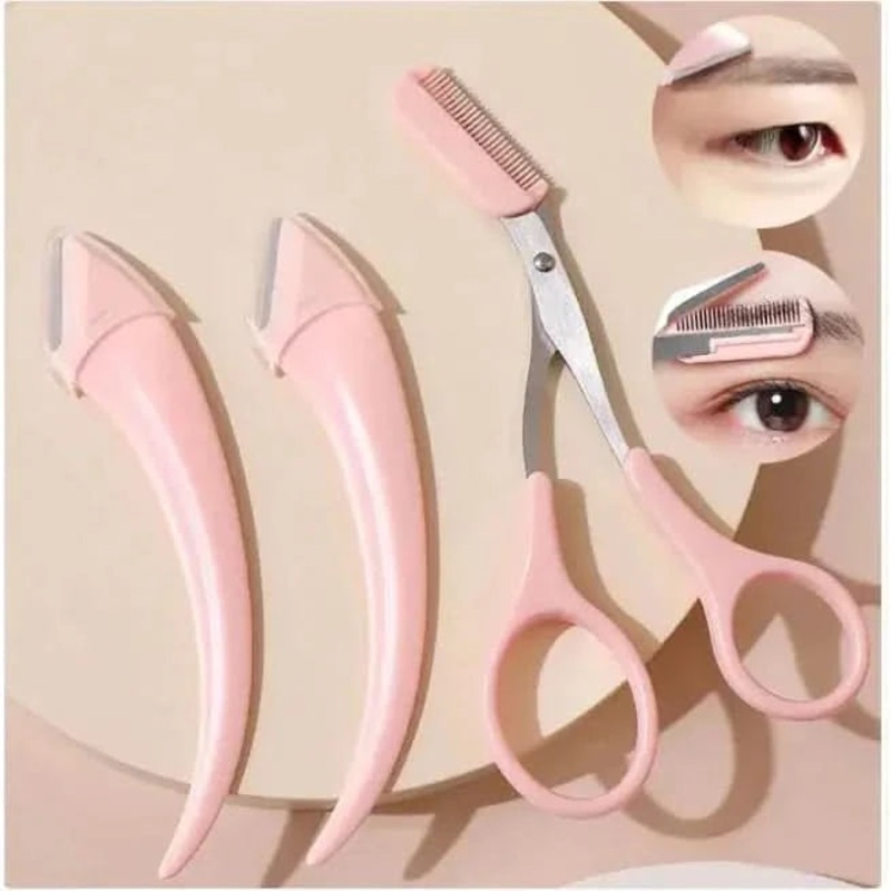 Eyebrow Trimmer Set  Precision Grooming Tool for Flawless Brows | Comfortable, Skin-Friendly Design Green 2Eyebrow knife 1cutting comb