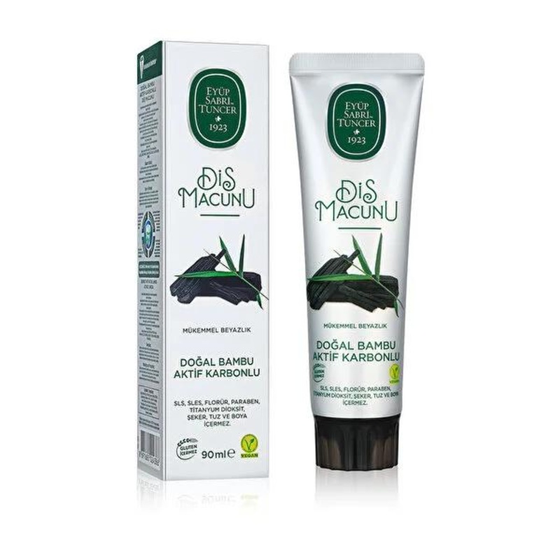 Eyp Sabri Tuncer Natural Bamboo Active Carbon Toothpaste – SLS Free, Whitening, and Herbal Oral Care with Stevia – 3.04 fl oz