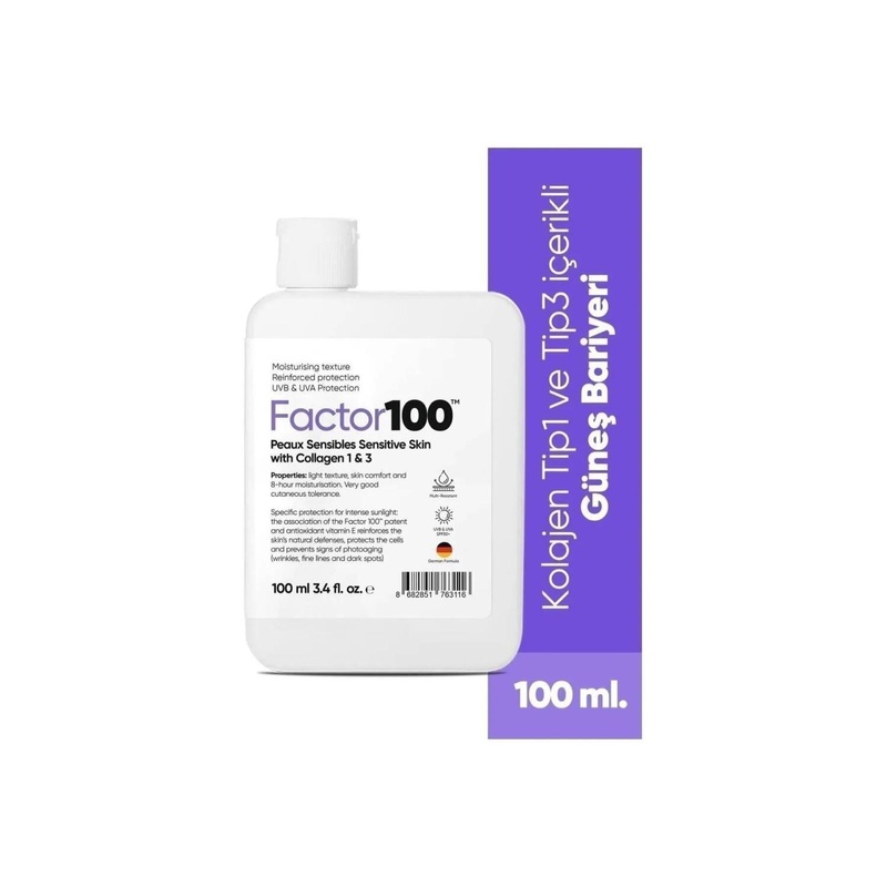 FACTOR100 Sunscreen SPF 50+ for Sensitive Skin – 100ml Broad Spectrum UV Protection Sun Cream