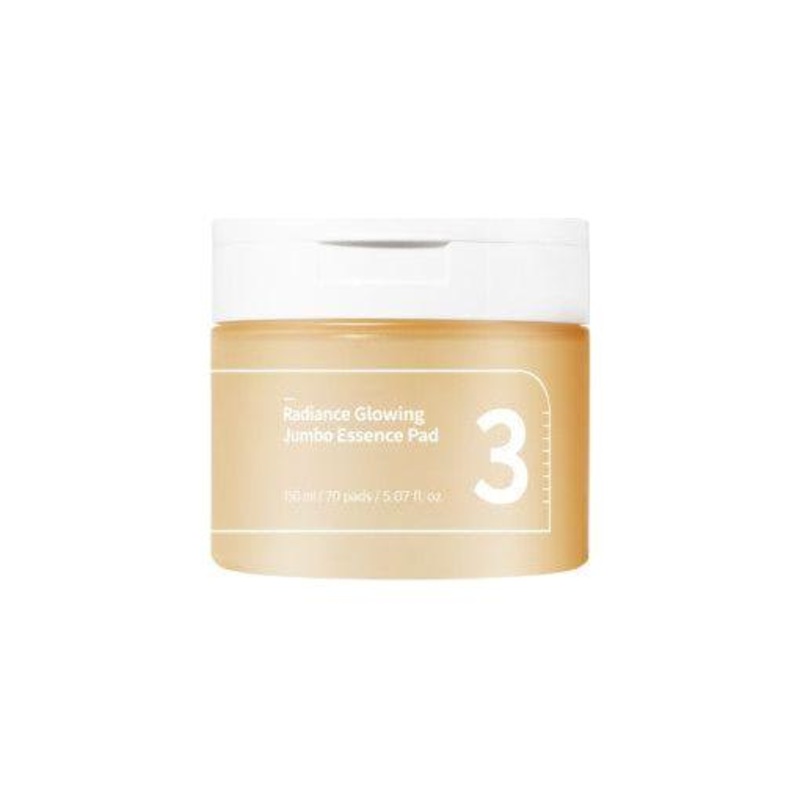 numbuzin No.3 Radiance Glowing Jumbo Essence Pad  70 Pads | Fermented Essence for Bright, Hydrated Skin