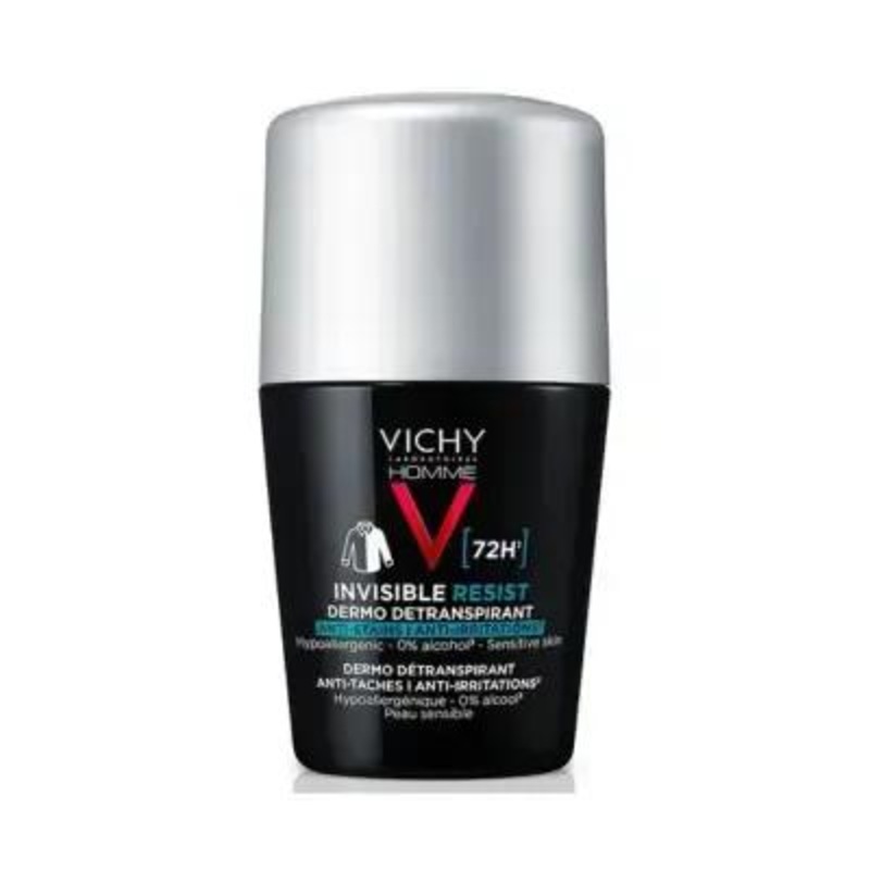Vichy Homme: Powerful Roll-On Deodorant for Men – Long-Lasting Sweat & Odor Protection, Alcohol-Free, Sensitive Skin Formula