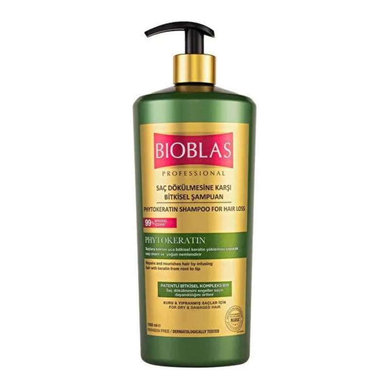 Bioblas Phytokeratin Shampoo: Herbal Therapy for Dry, Damaged Hair & Hair Loss Prevention – Plant-Based Keratin, Strengthens & Repairs (33.8 fl oz)