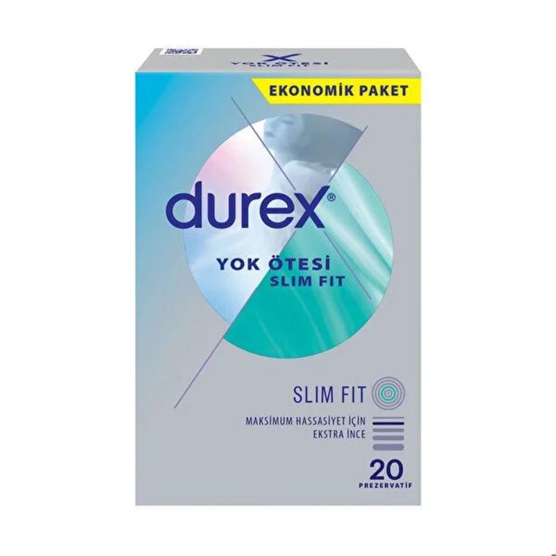 Durex Slim Fit Condoms: Enhanced Sensitivity & Reliable Protection – Snug Fit, Extra Lubricated Latex Condoms for Safe Sex & STI Prevention (20-Count)
