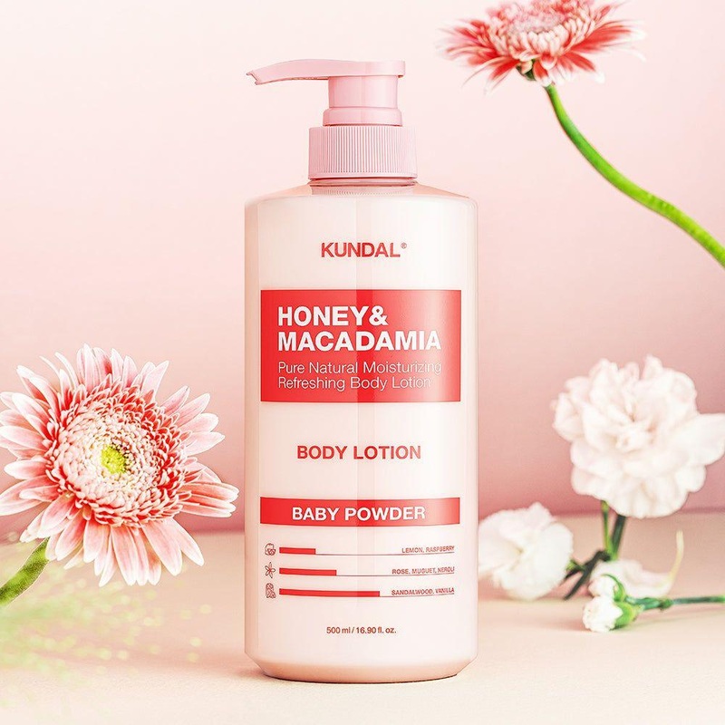KUNDAL Honey & Macadamia Pure Body Lotion  500ml | 48-Hour Hydration & Long-Lasting Fragrance Baby Powder