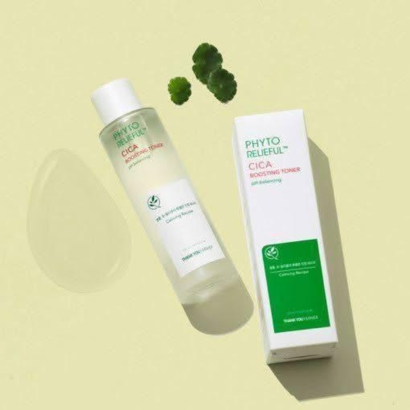 THANK YOU FARMER Phyto Relieful Cica Boosting Toner  200ml | pH-Balancing, Exfoliating & Soothing Vegan Toner for Sensitive Skin