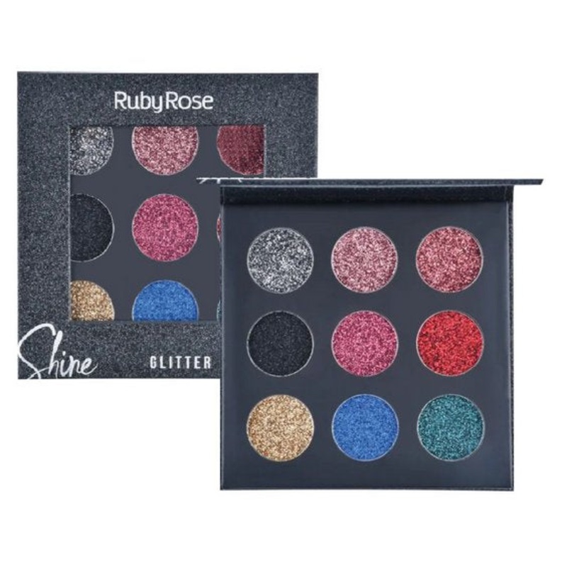 Ruby rose Shine Glitter Black Eyeshadow Palette HB 8407 / B