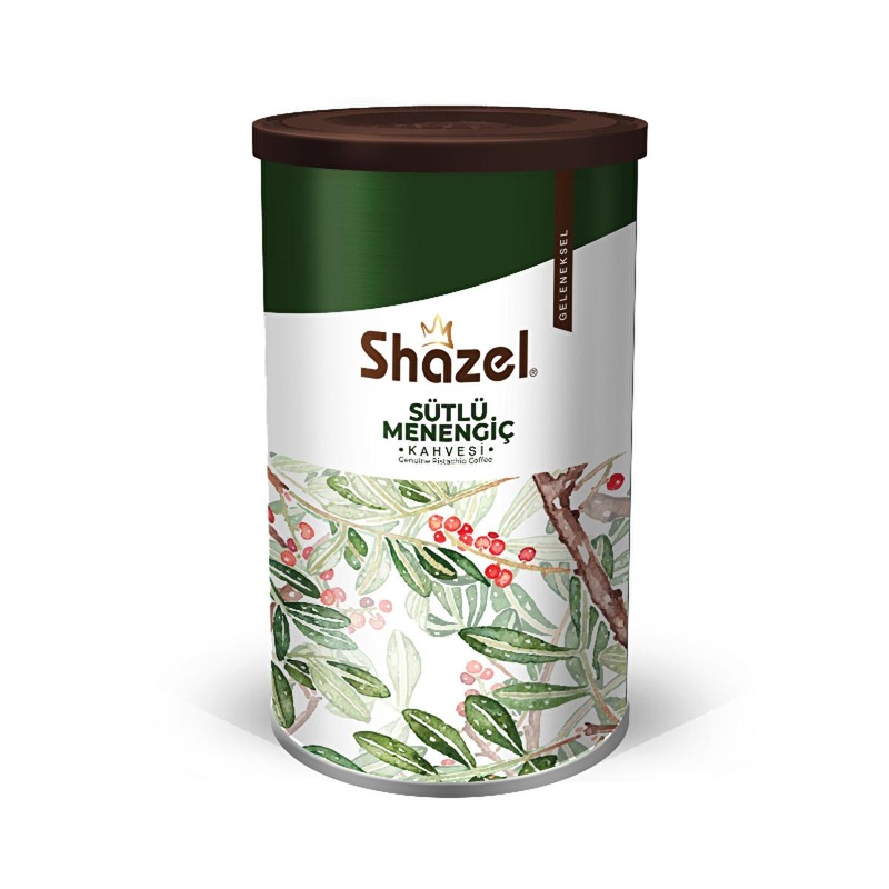 Shazel Stl Menengi Kahvesi: Authentic Turkish Pistachio Coffee with Milk – Instant Creamy Indulgence in a Cylinder Box