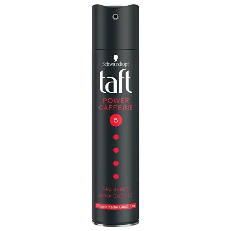 Taft Caffeine Mega Strong Hold Hair Spray – 48H Long Lasting Volume & Style Control – Ultimate Hair Styling Product
