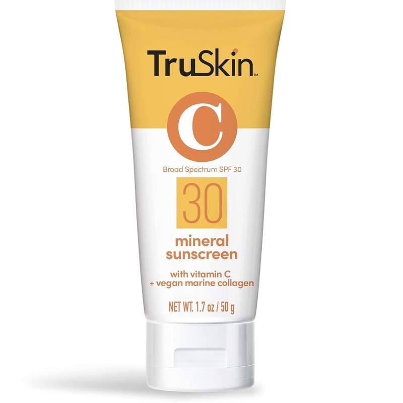 TruSkin Broad Spectrum SPF 30 Mineral Sunscreen with Vitamin C + Vegan Marine Collagen  50g | Daily UV Protection & Anti-Aging Skincare