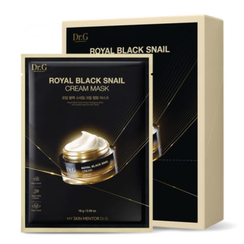 Dr.G Royal Black Snail Cream Mask  16g x 10 Sheets | Intensive Nourishing & Lifting Care