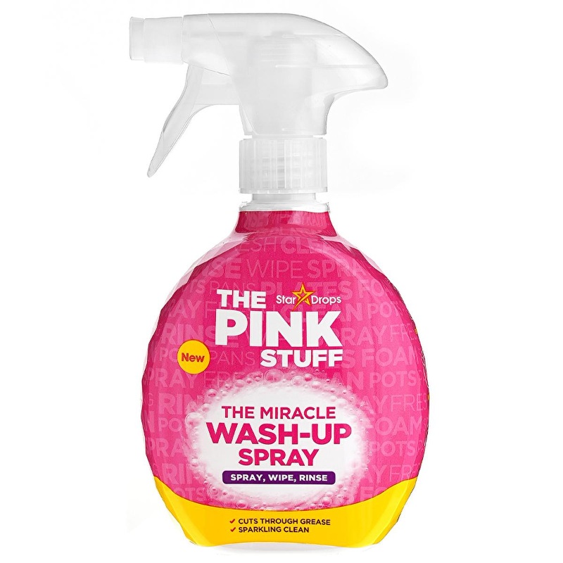 The Pink Stuff Grease Remover & Dish Soap Spray – Powerful Kitchen & Surface Cleaner, Removes Stubborn Oil Stains – 500ml/16.91 fl oz