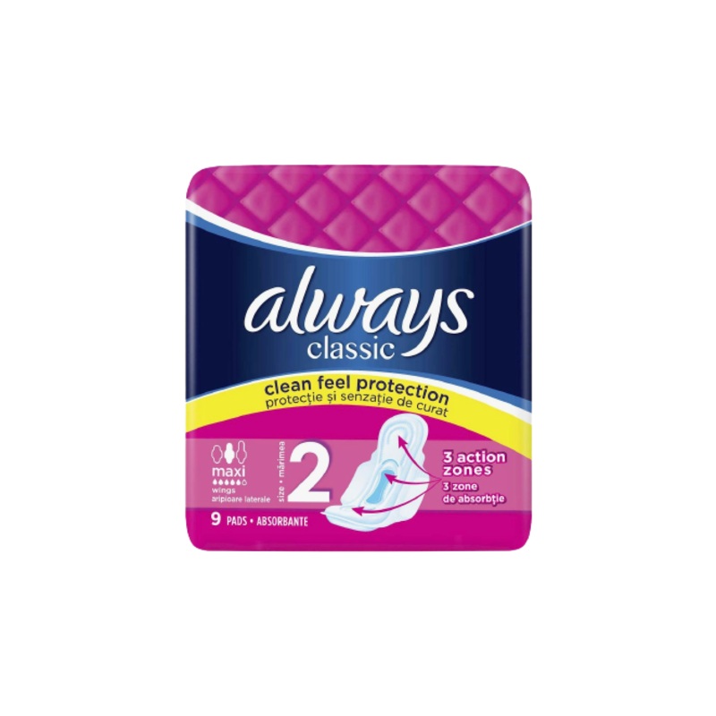 Always Classic Clean Feel Protection Maxi Wings9Pads